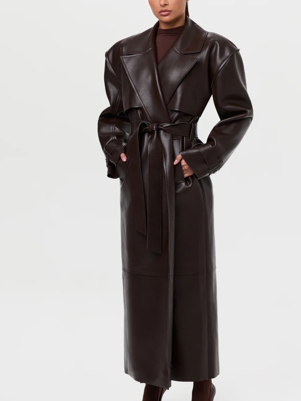Vegan Leather Trench Coat